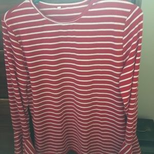 Red and white bell sleeve jersey top
